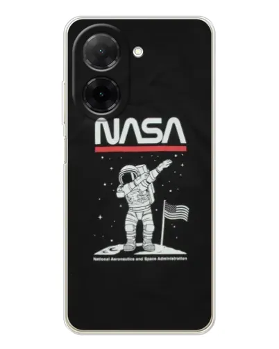 Чехол для Xiaomi Poco C71 с картинкой «NASA — шагаем по Луне»