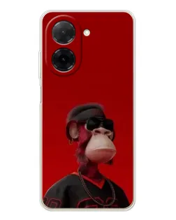 Чехол для Xiaomi Poco C71 с картинкой «Bored Ape в красном»