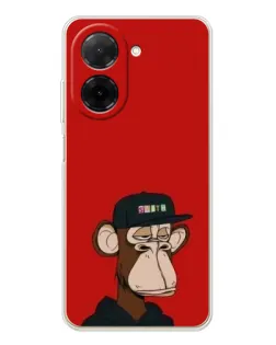 Чехол для Xiaomi Poco C71 с картинкой «Bored Ape — красный фон»