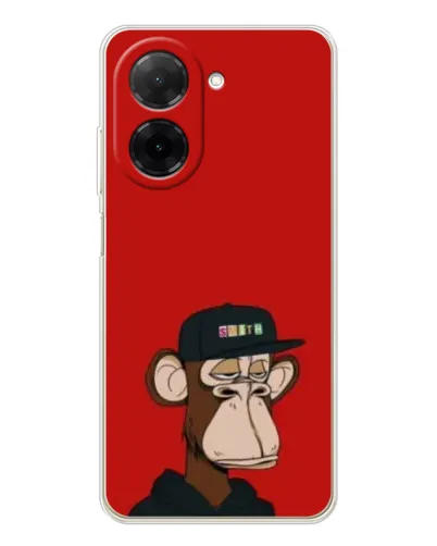 Чехол для Xiaomi Poco C71 с картинкой «Bored Ape — красный фон»