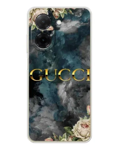 Чехол для Xiaomi Poco C71 с картинкой «Абстрактные цветы Gucci»