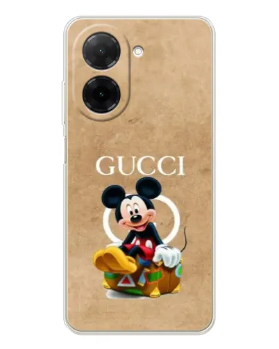 Чехол для Xiaomi Poco C71 с картинкой «Микки Маус Gucci — крафт»