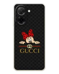 Чехол для Xiaomi Poco C71 с картинкой «Минни Маус Gucci — черный»