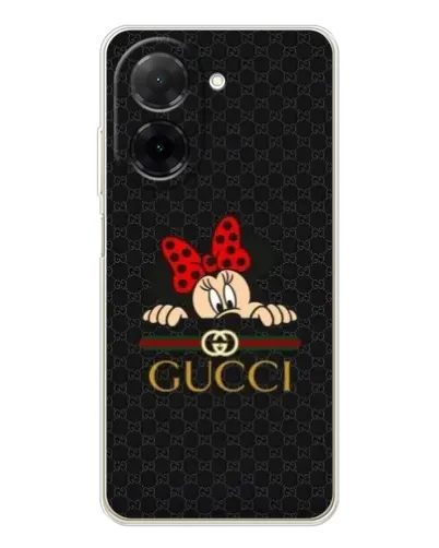 Чехол для Xiaomi Poco C71 с картинкой «Минни Маус Gucci — черный»