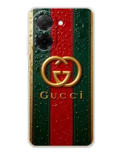 Чохол для Xiaomi Poco C71 з картинкою «Gucci — фірмова смуга та золото»