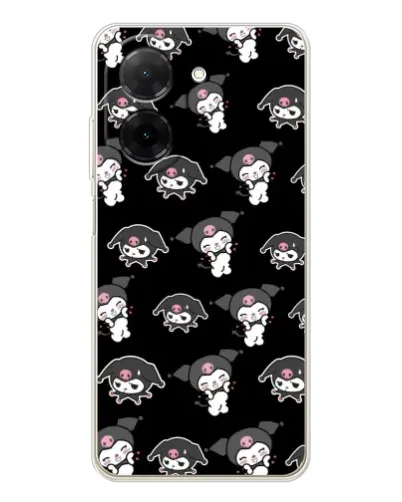 Чехол для Xiaomi Poco C71 с картинкой «Черный паттерн Kuromi»