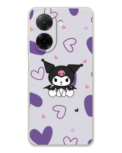 Чехол для Xiaomi Poco C71 с картинкой «Kuromi и лавандовые сердца»