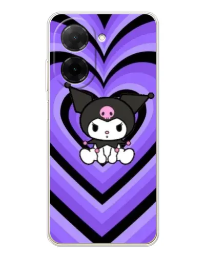 Чехол для Xiaomi Poco C71 с картинкой «Kuromi и фиолетовые сердца»