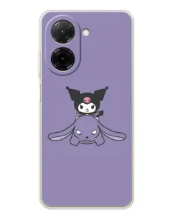 Чехол для Xiaomi Poco C71 с картинкой «Kuromi на лиловом фоне»