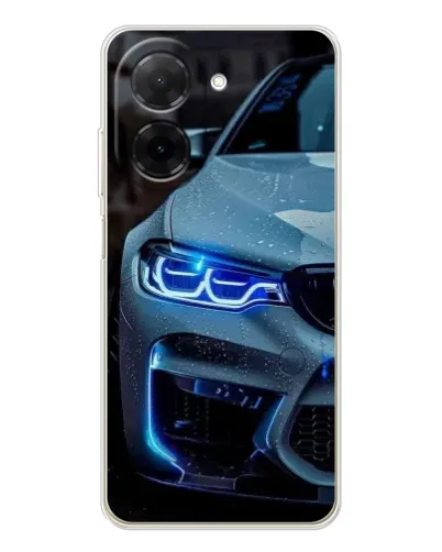 Чехол для Xiaomi Poco C71 с картинкой «Взгляд BMW с синими фарами»