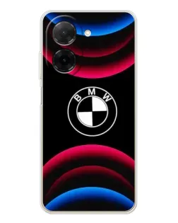 Чехол для Xiaomi Poco C71 с картинкой «Логотип BMW и неоновые дуги»