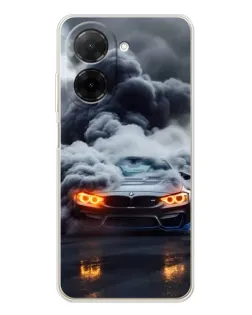 Чехол для Xiaomi Poco C71 с картинкой «BMW в дыму»