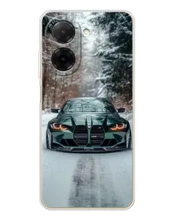 Чехол для Xiaomi Poco C71 с картинкой «BMW в зимнем лесу»