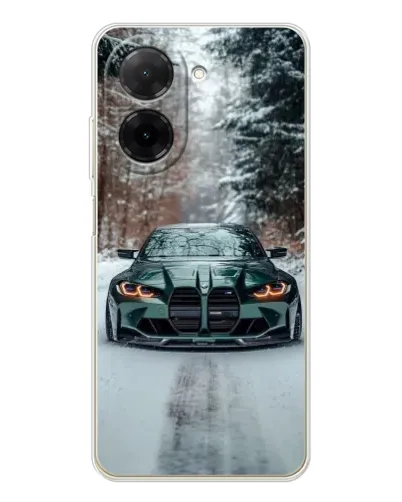 Чехол для Xiaomi Poco C71 с картинкой «BMW в зимнем лесу»