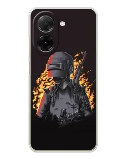 Чехол для Xiaomi Poco C71 с картинкой «PUBG — огненный силуэт»
