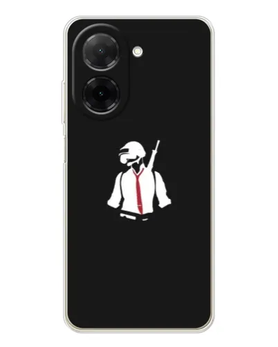 Чехол для Xiaomi Poco C71 с картинкой «PUBG — силуэт воина»