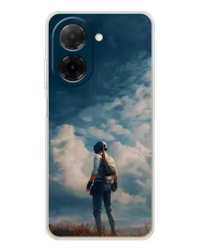 Чехол для Xiaomi Poco C71 с картинкой «Герой PUBG на скале»