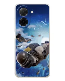 Чехол для Xiaomi Poco C71 с картинкой «Десант PUBG — прыжок»