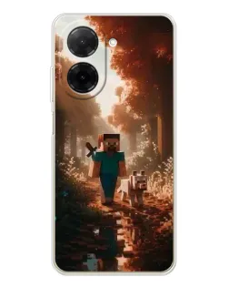 Чехол для Xiaomi Poco C71 с картинкой «Стив в лесу»