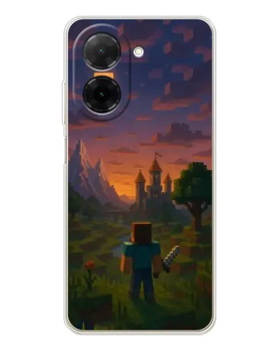 Чехол для Xiaomi Poco C71 с картинкой «Стив у башни» Чехол для Xiaomi Poco C71 с картинкой «Стив у башни»