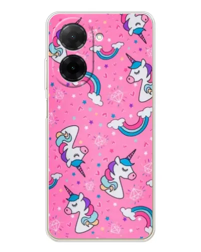 Чехол для Xiaomi Poco C71 с картинкой «Unicorn паттерн розовый»