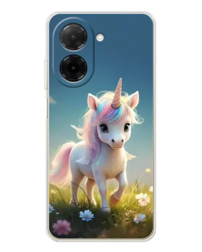 Чехол для Xiaomi Poco C71 с картинкой «Единорог на поляне»