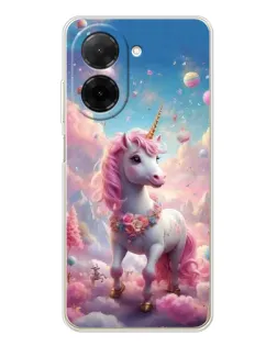 Чехол для Xiaomi Poco C71 с картинкой «Единорог среди облаков»