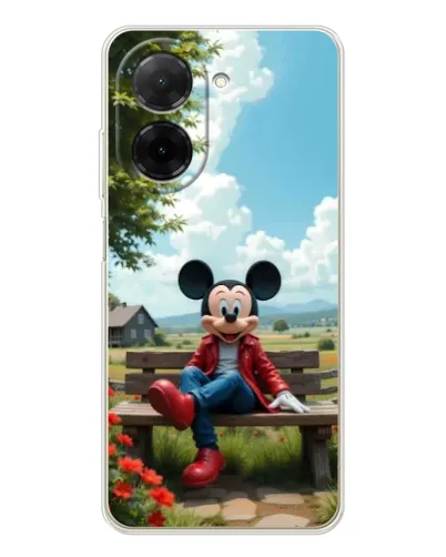 Чехол для Xiaomi Poco C71 с картинкой «Микки на скамейке»