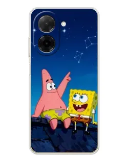 Чехол для Xiaomi Poco C71 с картинкой «Губка Боб и Патрик ночью» Чехол для Xiaomi Poco C71 с картинкой «Губка Боб и Патрик ночью»