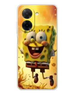 Чехол для Xiaomi Poco C71 с картинкой «Губка Боб прыгает»