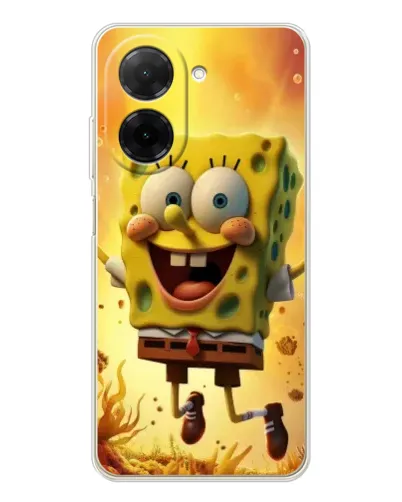 Чехол для Xiaomi Poco C71 с картинкой «Губка Боб прыгает»