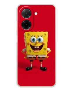 Чехол для Xiaomi Poco C71 с картинкой «Спанч Боб на красном»