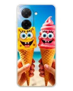 Чехол для Xiaomi Poco C71 с картинкой «Спанч Боб мороженое»