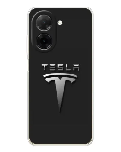 Чехол для Xiaomi Poco C71 с картинкой «Стальной логотип Tesla»
