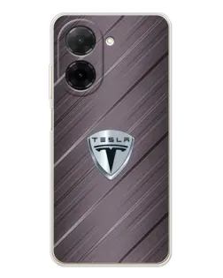 Чехол для Xiaomi Poco C71 с картинкой «Металлическая текстура Tesla»