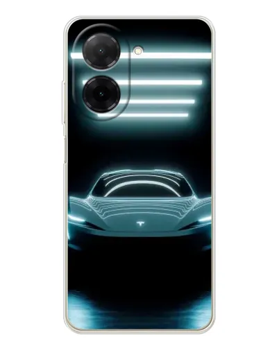 Чехол для Xiaomi Poco C71 с картинкой «Tesla в неоне»