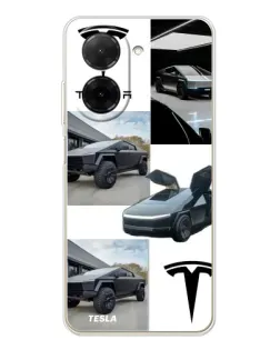 Чехол для Xiaomi Poco C71 с картинкой «Коллаж Cybertruck Tesla»