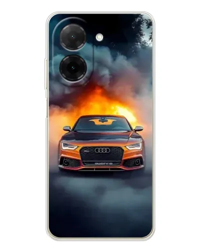Чехол для Xiaomi Poco C71 с картинкой «Audi в огненном дыму»