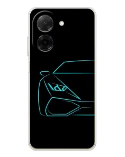 Чехол для Xiaomi Poco C71 с картинкой «Голубой силуэт Lamborghini»
