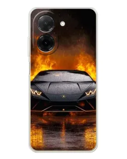 Чехол для Xiaomi Poco C71 с картинкой «Lamborghini в огне»