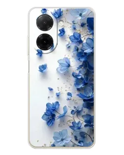 Чехол для Xiaomi Poco C71 с картинкой «Голубой цветочный каскад»