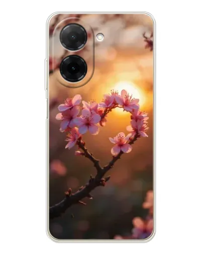 Чехол для Xiaomi Poco C71 с картинкой «Розовый цвет сердце на фоне заката» Чехол для Xiaomi Poco C71 с картинкой «Розовый цвет сердце на фоне заката»