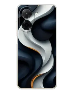 Чехол для Xiaomi Poco C71 с картинкой «Объемные черно-белые ленты»