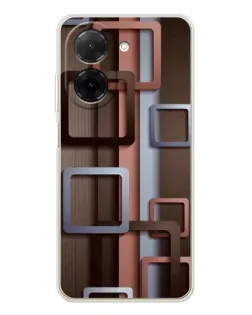 Чехол для Xiaomi Poco C71 с картинкой «Коричневые объемные квадраты»