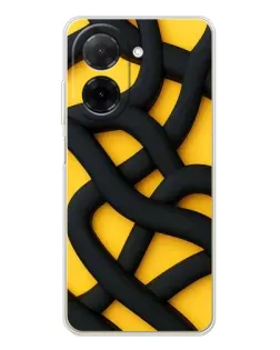 Чехол для Xiaomi Poco C71 с картинкой «Черное желтое переплетение»