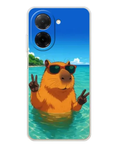 Чехол для Xiaomi Poco C71 с картинкой «Морская капибара»