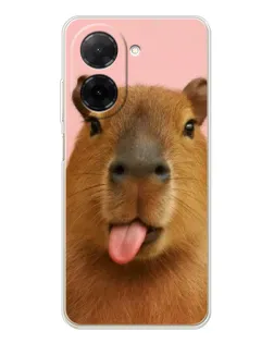 Чехол для Xiaomi Poco C71 с картинкой «Капибара с языком»