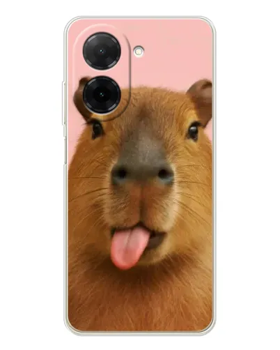 Чехол для Xiaomi Poco C71 с картинкой «Капибара с языком»