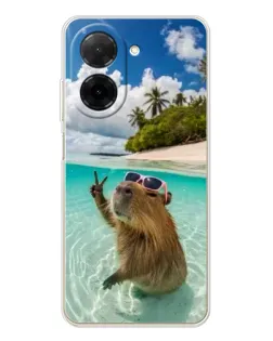 Чехол для Xiaomi Poco C71 с картинкой «Капибара на море»