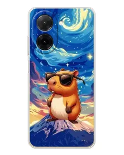 Чехол для Xiaomi Poco C71 с картинкой «Капибара Ван Гога»